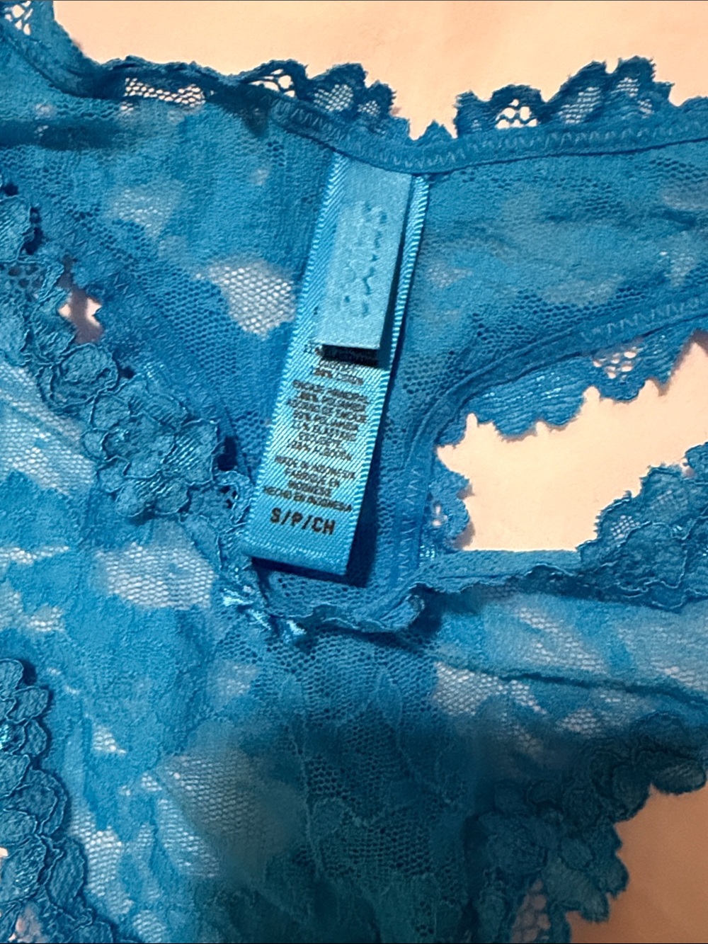 Skims Blue Lace Underwire Bra & Thong Set - size 34A and Small - Picture 4 of 5